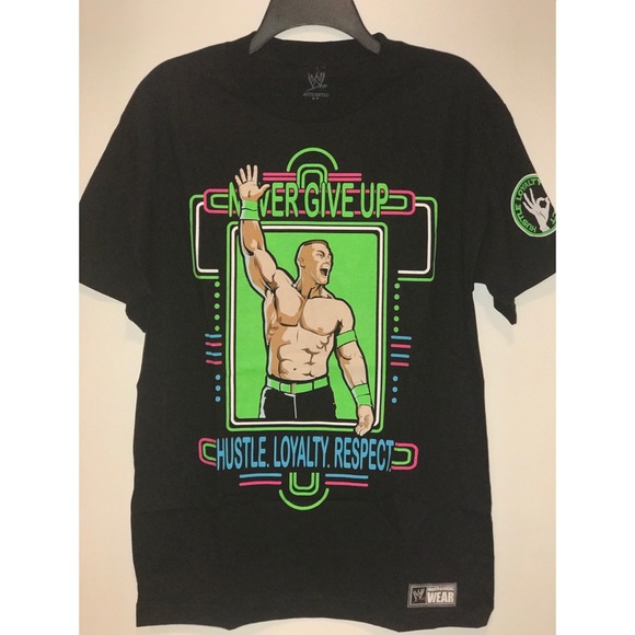 WWE John Cena Neon ‘Never Give Up’ T-Shirt - Picture 2 of 4